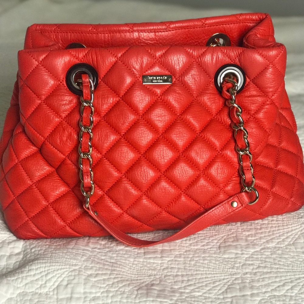 Kate Spade Gold  Maryanne Red Quiled Leather Bag - Picture 3 of 7