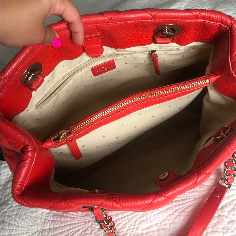 Kate Spade Gold  Maryanne Red Quiled Leather Bag - Picture 2 of 7
