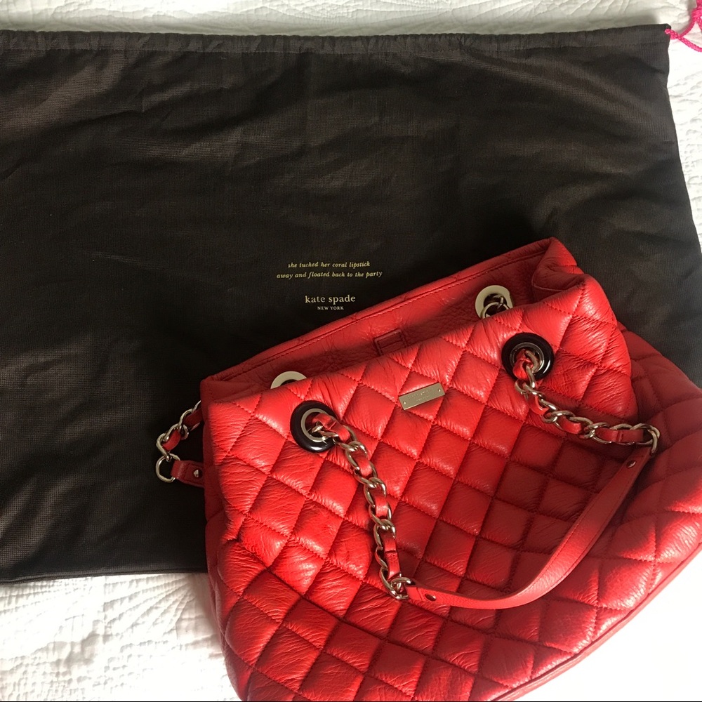 Kate Spade Gold  Maryanne Red Quiled Leather Bag - Picture 7 of 7