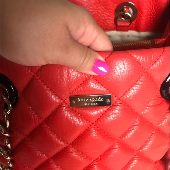 Kate Spade Gold  Maryanne Red Quiled Leather Bag - Picture 5 of 7
