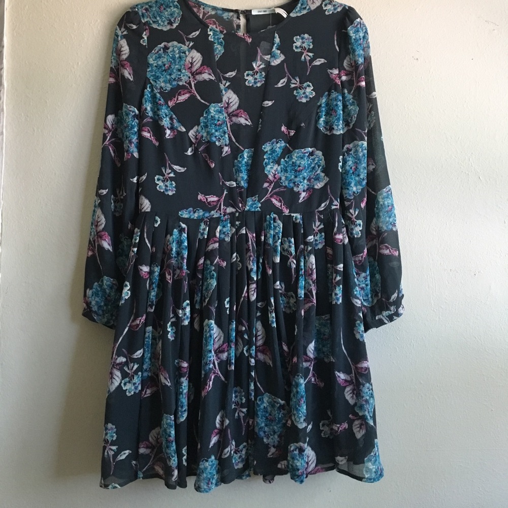 Blue floral long sleeved dress