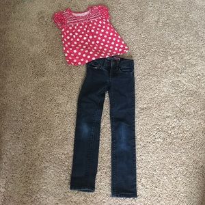 Bundle skinny jeans size 6 slim + blouse size 4t