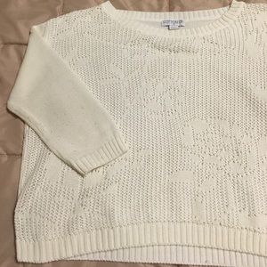 Cotton On offwhite crop sweater with floral design