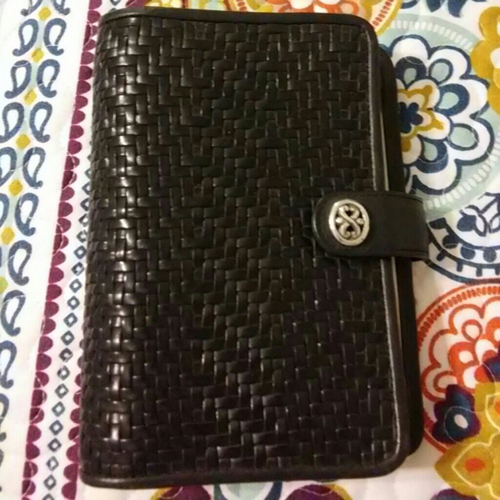 Black leather planner