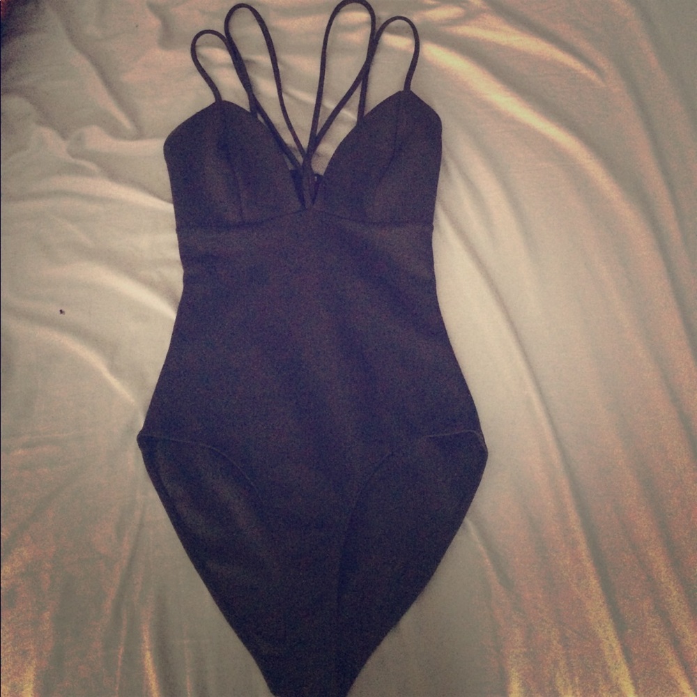 Black strappy bodysuit