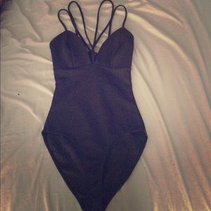 Black strappy bodysuit