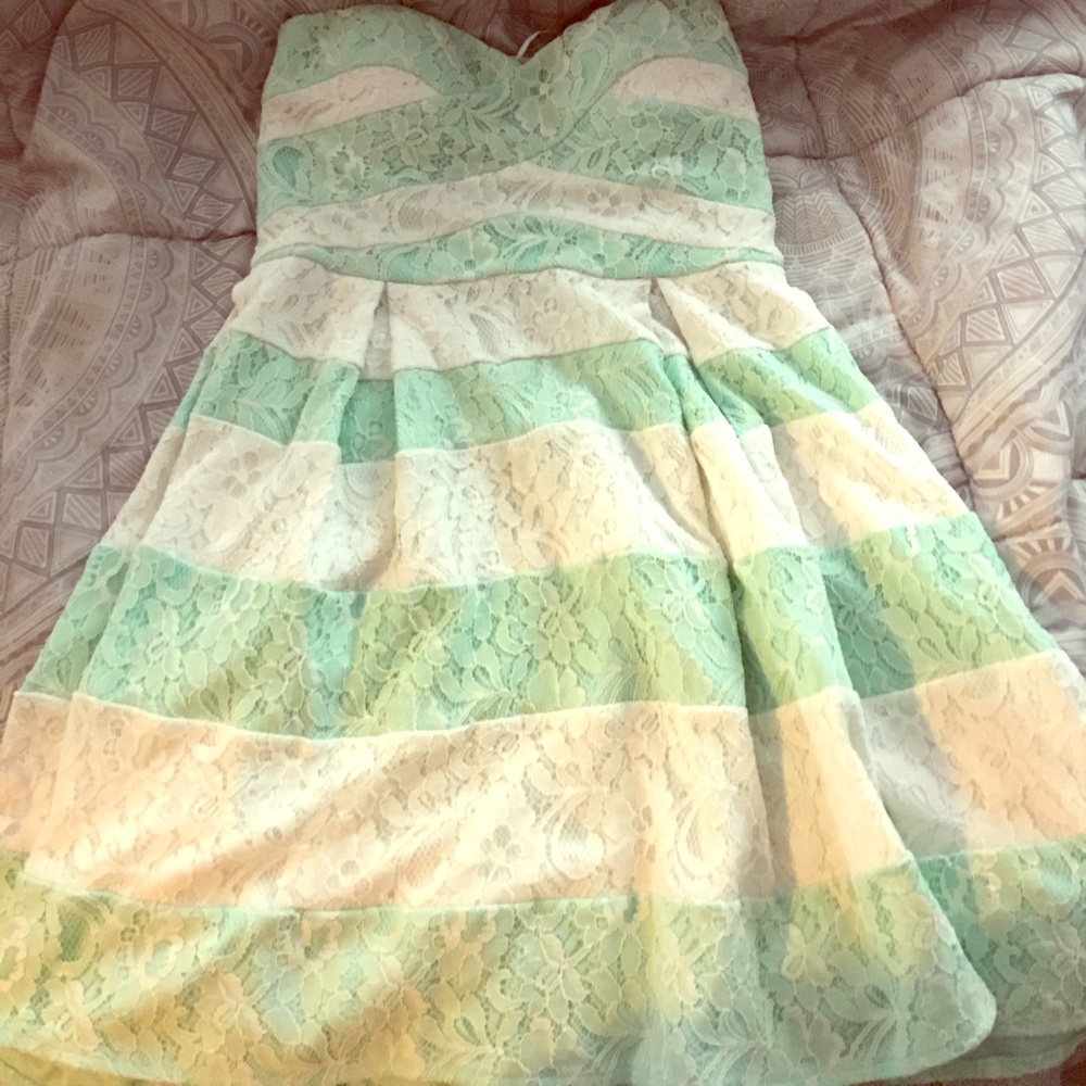 Mint and white stripped dress