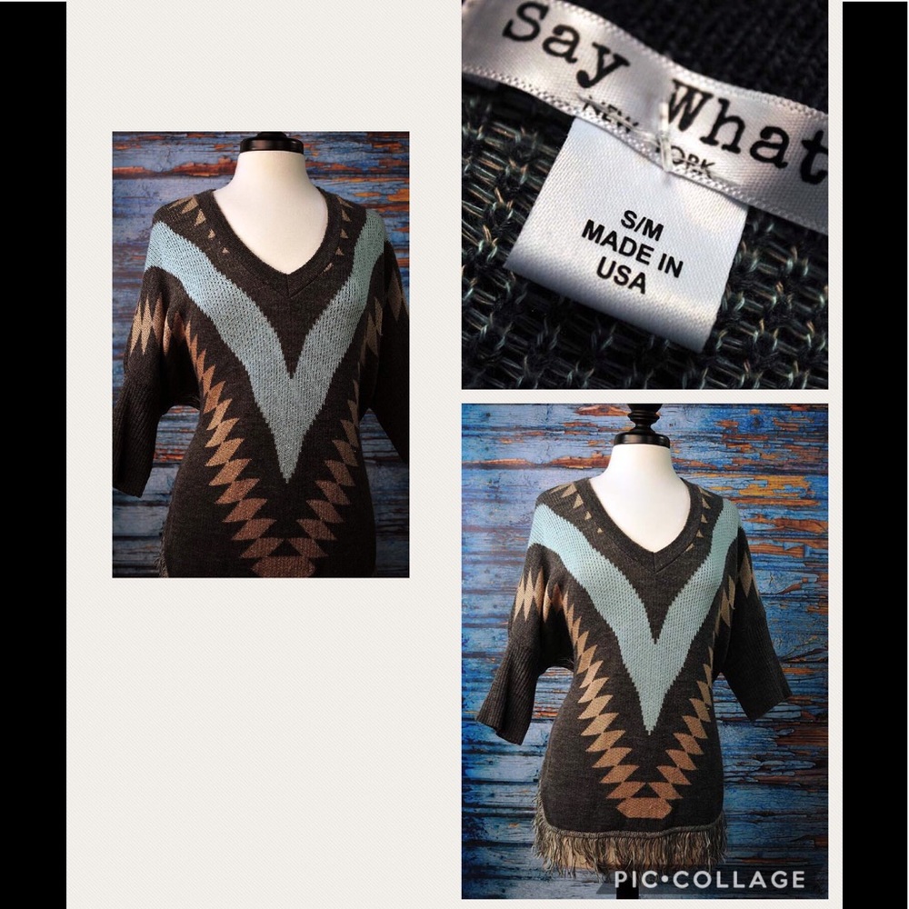 Cover Up. With Fringe Bottom Aztek Print Wester 2… - image 1