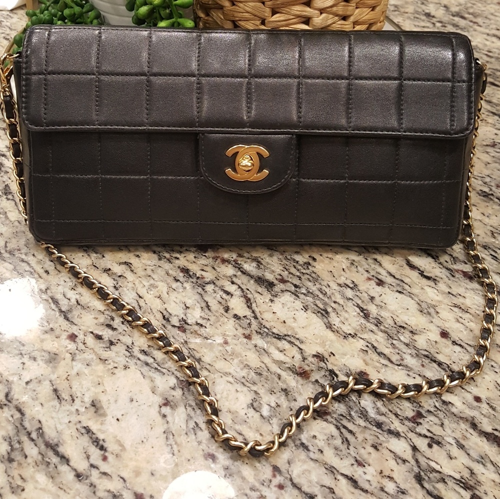 Chanel East West Chocolate Bar Flap Bag