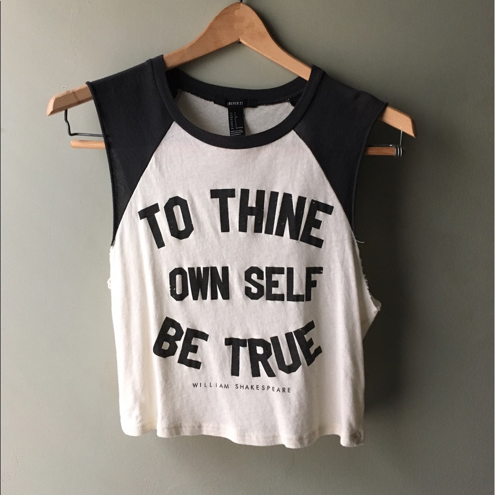 SMALL F21 SHAKESPEARE CROPPED MUSCLE TANK