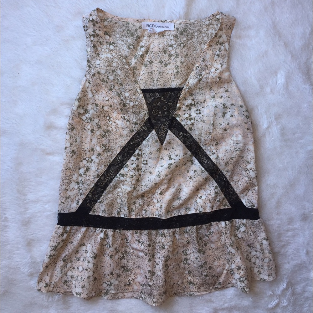 🔻| BCBG Generation | Lace Detailed Splatter Tank - Picture 3 of 8
