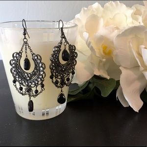 Silver and black chandler earrings