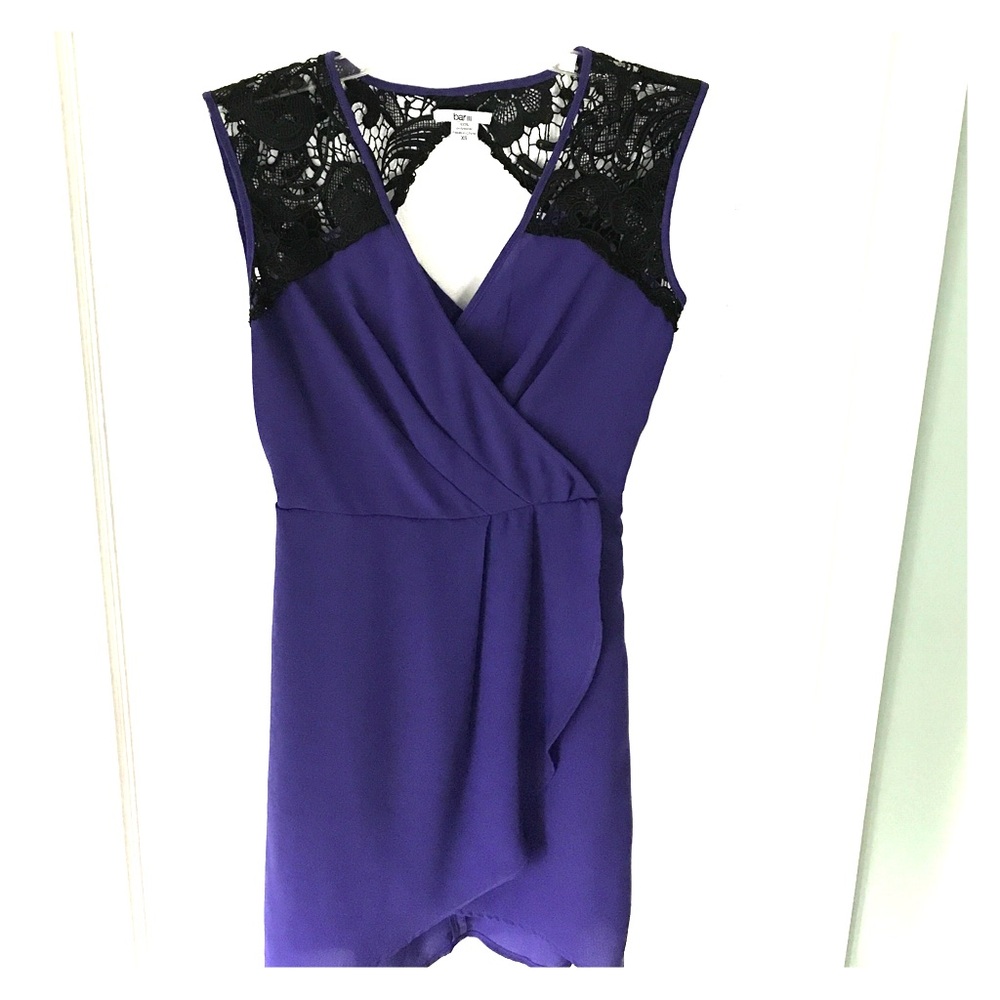 Purple and black lace cocktail dress