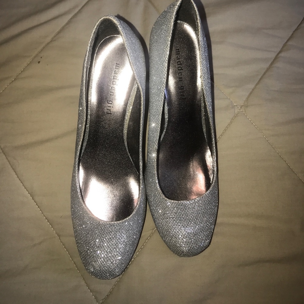 sparkly silver heels