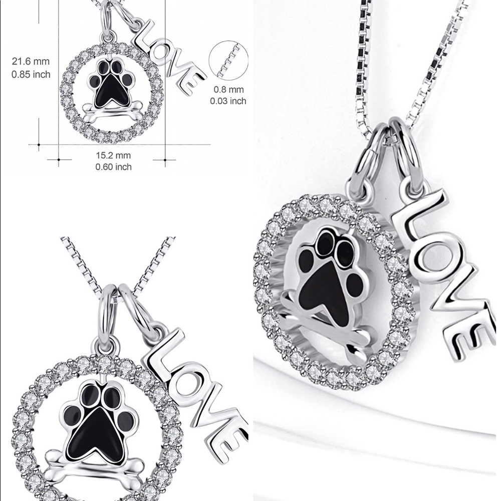 Dog Paw Print/Bone Pendant Necklace (SS)