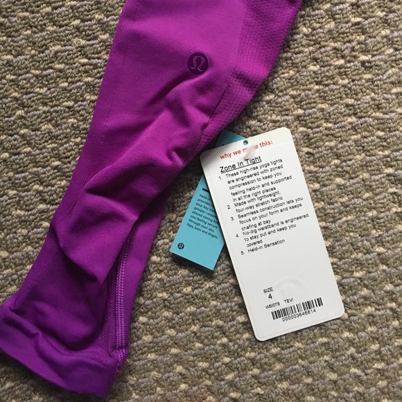 Lululemon Zone In Tight Tender Violet Leggings NWT - Picture 3 of 6