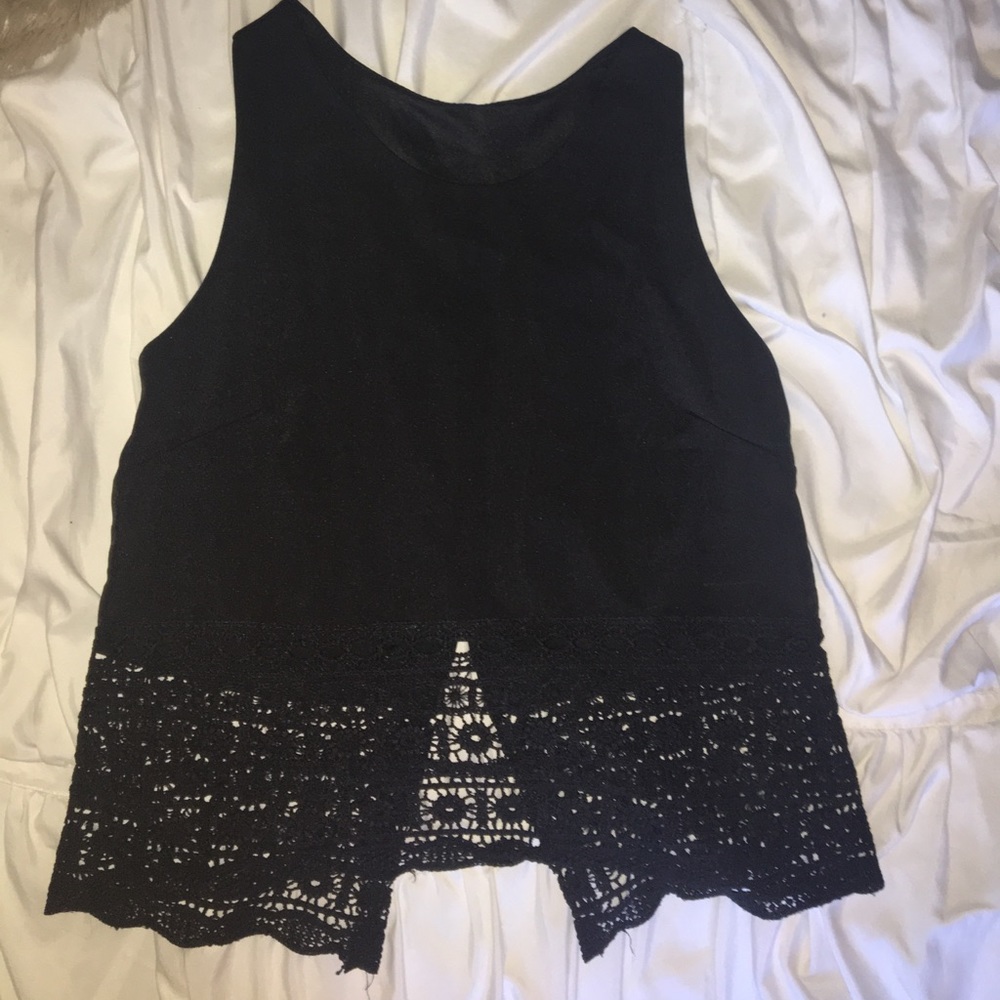 Black with lace crop tank top