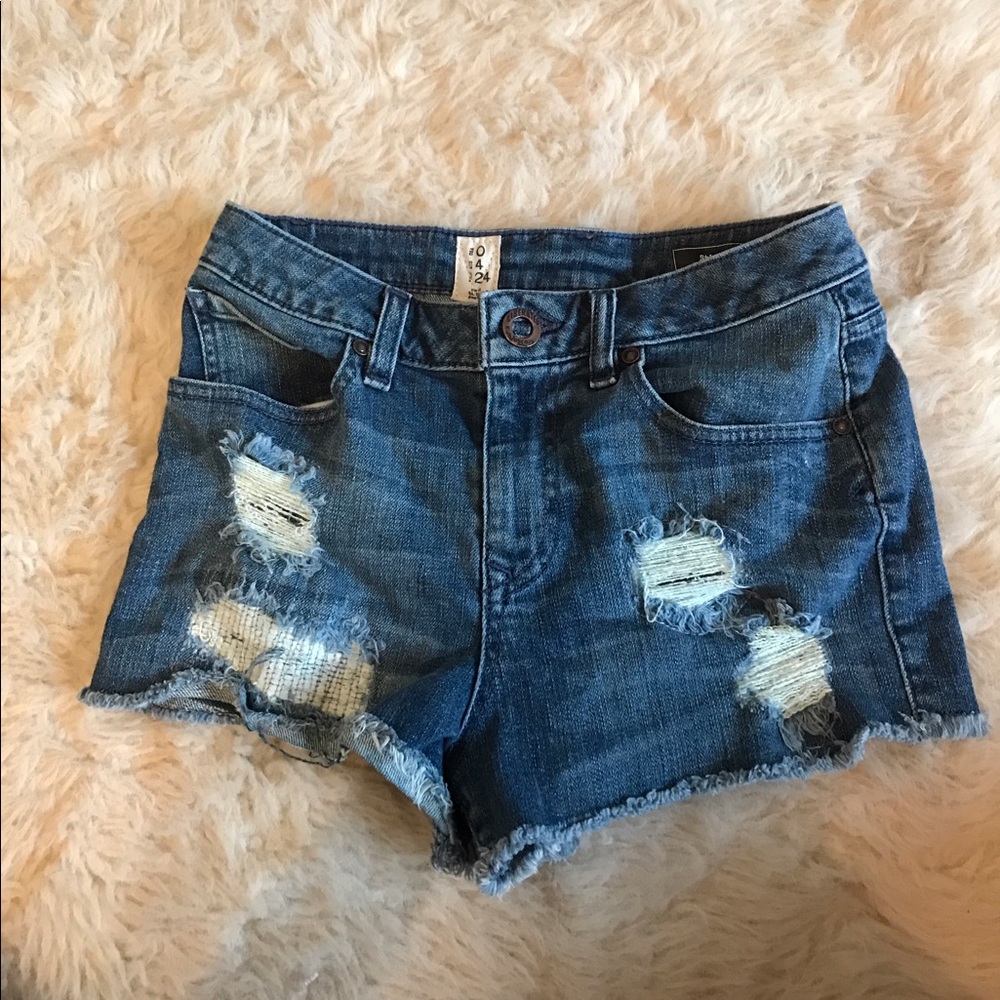 Volcom distressed jean shorts