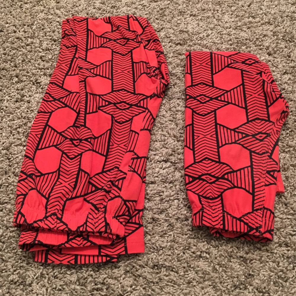 Vintage Mommy Me Lularoe Coral Black Leggings