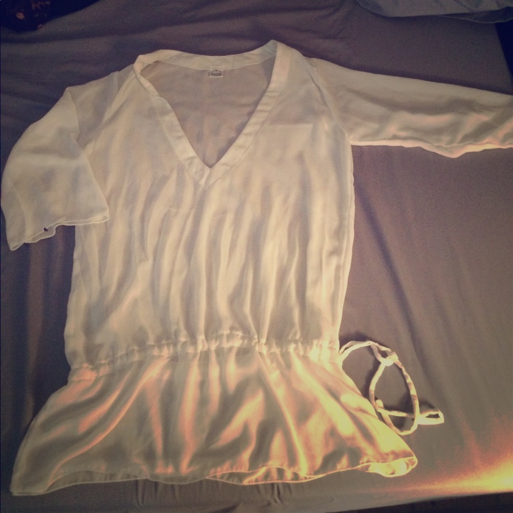 NWOT Sheer white bathing suit cover up