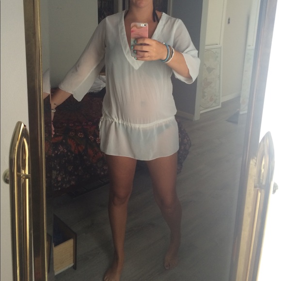 NWOT Sheer white bathing suit cover up - Picture 4 of 4