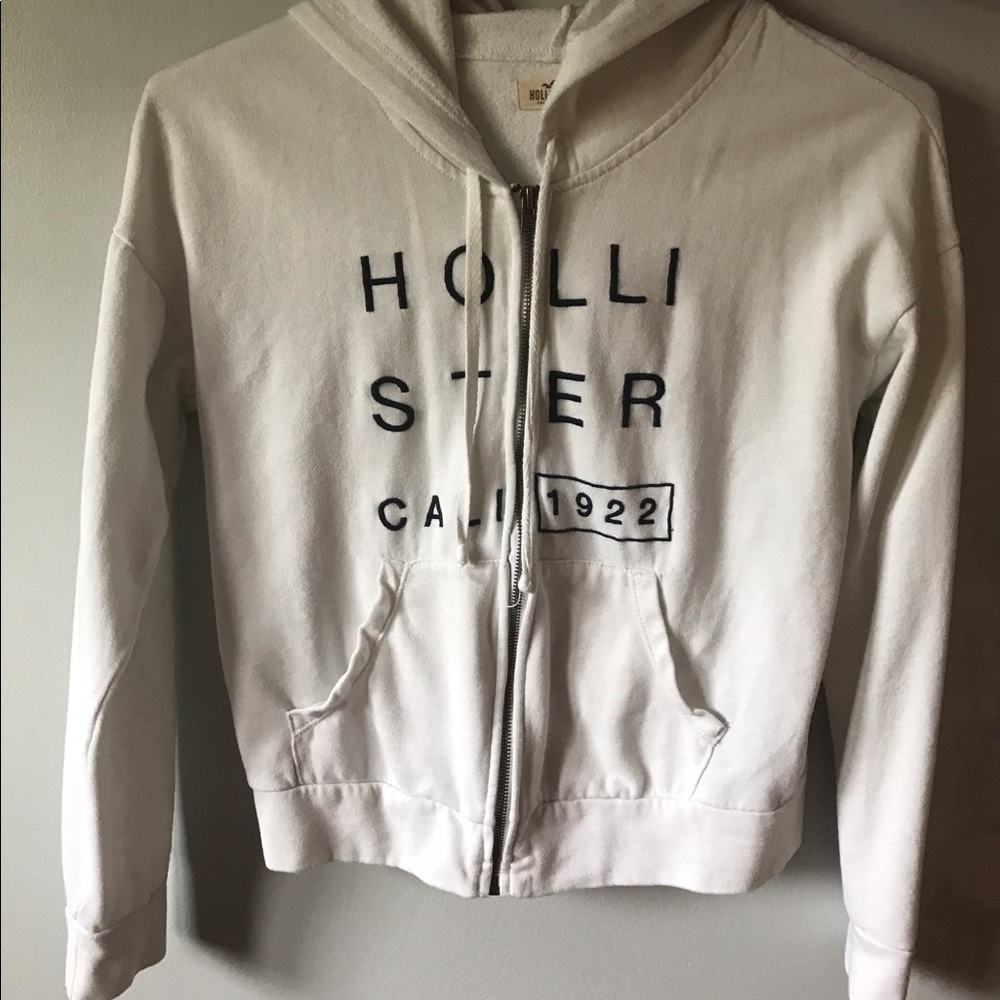 Hollister Zip-Up Jacket, White/Black. Size Small