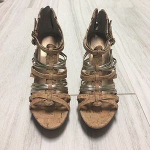 NEVER WORN - Straw/Cork Wedges