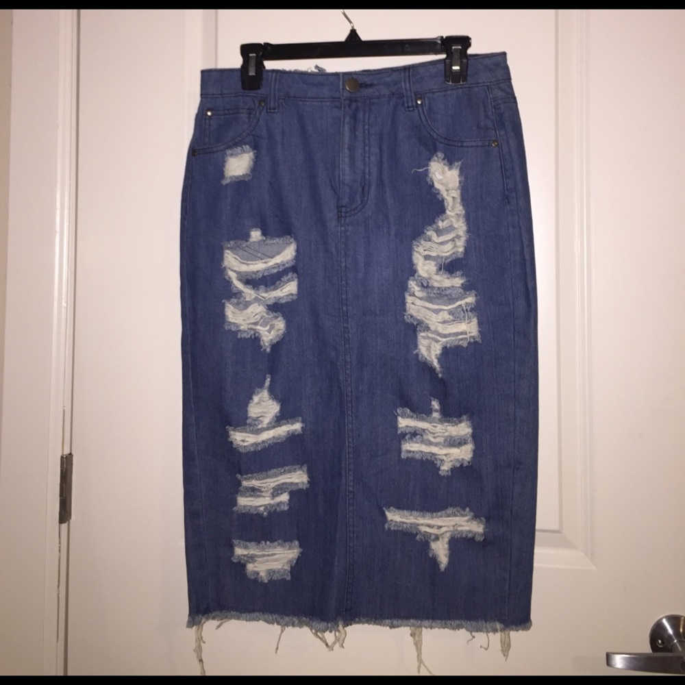 Knee Length Denim Skirt