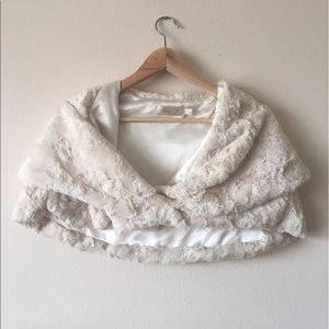Faux fur cream shawl