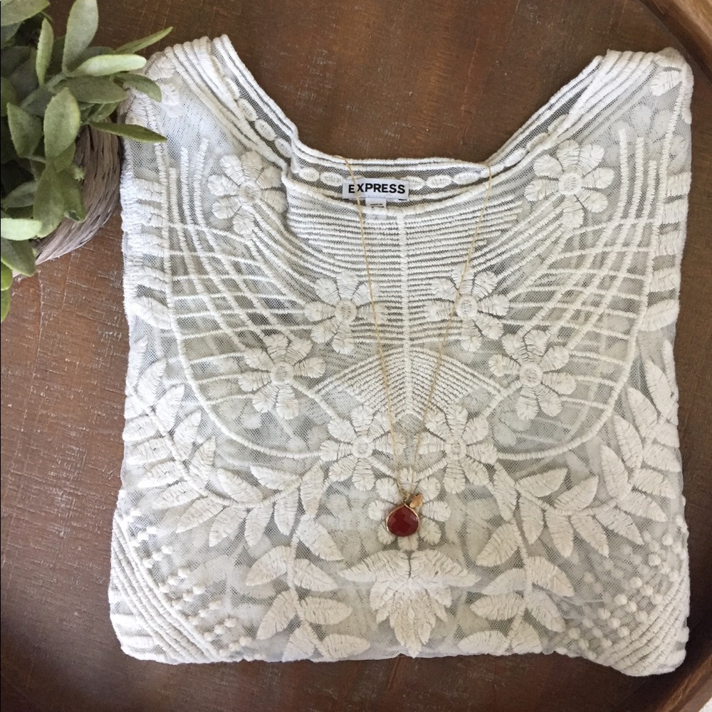 Express Sheer Bohemian Lace Blouse