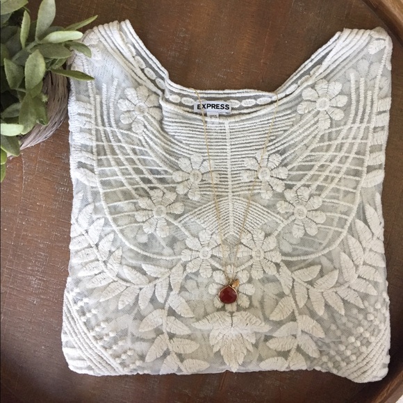 Express Tops - Express Sheer Bohemian Lace Blouse