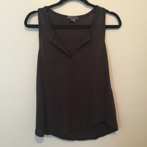 Vince Women's Linen Tank Top Dark Brown