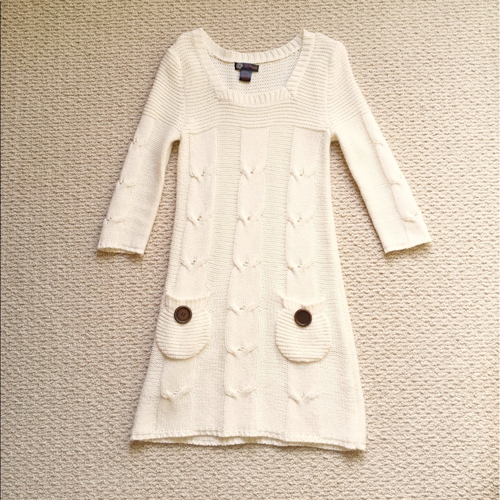 Cream sweater dress