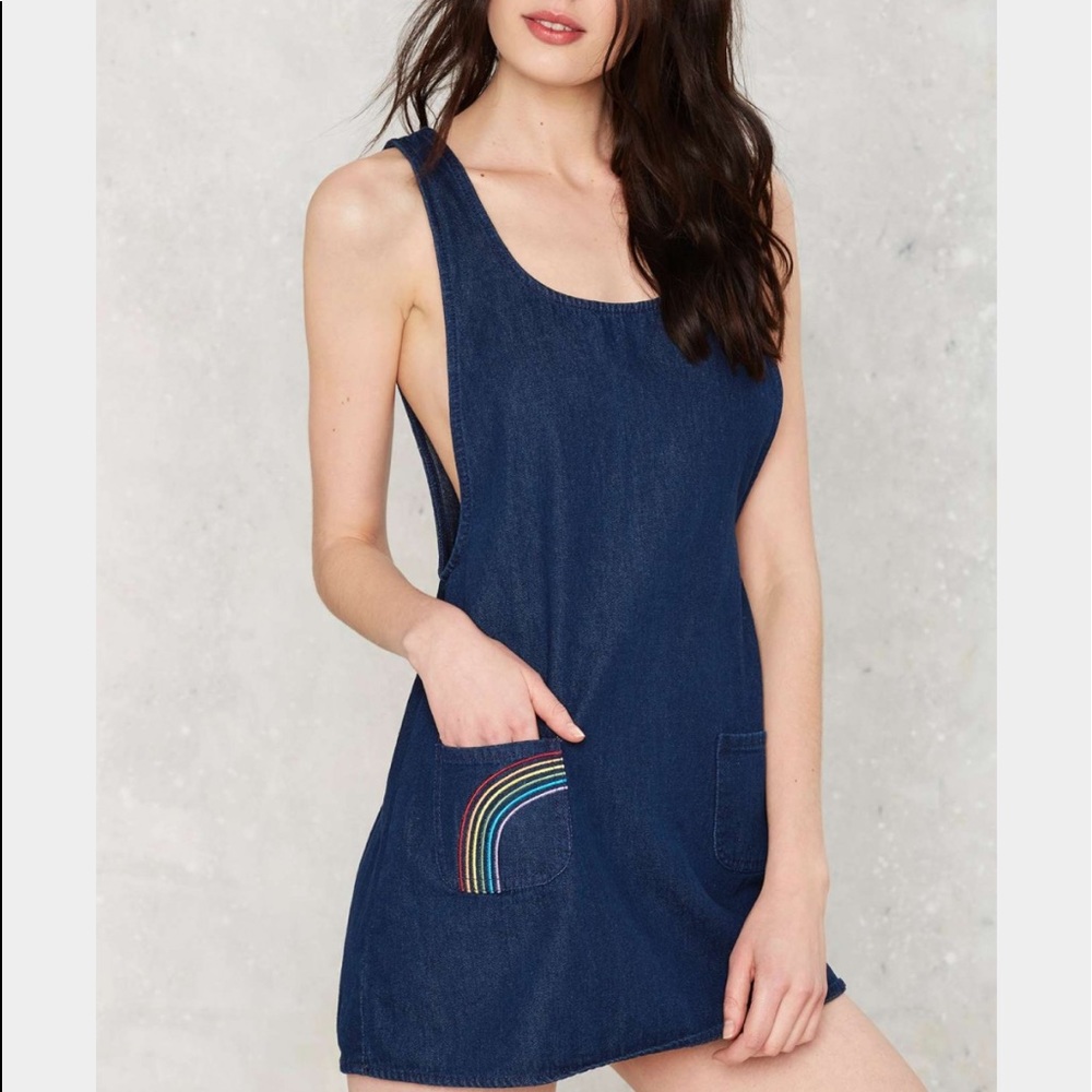 nasty gal motel blue denim dress