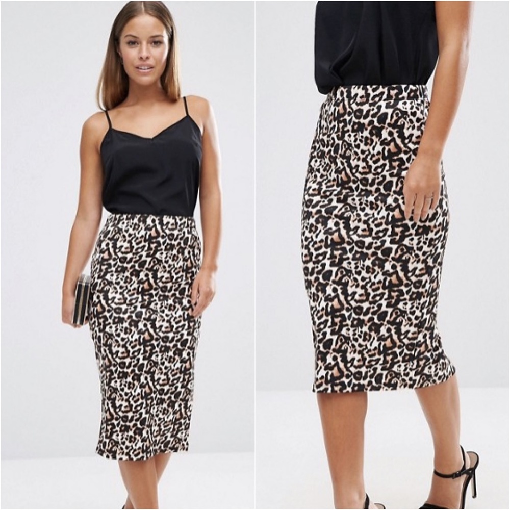 ASOS Scuba Pencil Skirt in Animal Print