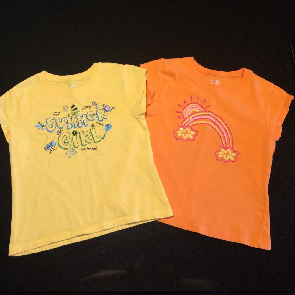 2 Girls Hanes Short Sleeve Tops S 6/6X