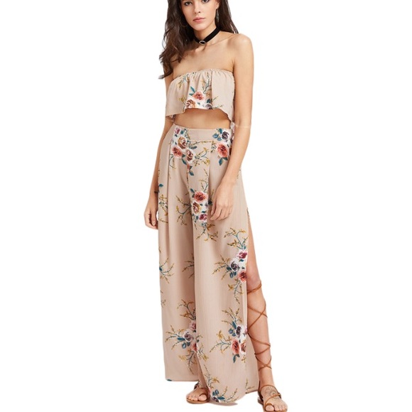 Last ✨New Anna Nude 2 PC Floral Pant Set - Picture 2 of 8