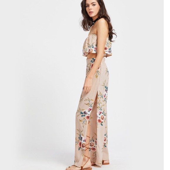 Last ✨New Anna Nude 2 PC Floral Pant Set - Picture 4 of 8