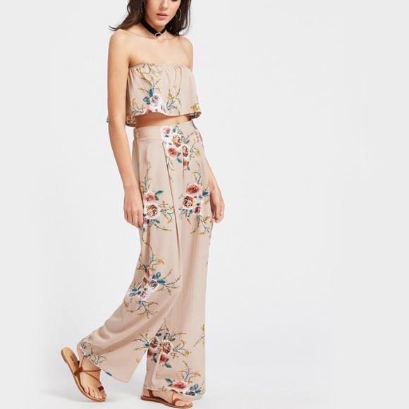 Last ✨New Anna Nude 2 PC Floral Pant Set - Picture 5 of 8