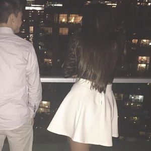 White Quilted Circle Skater Skirt