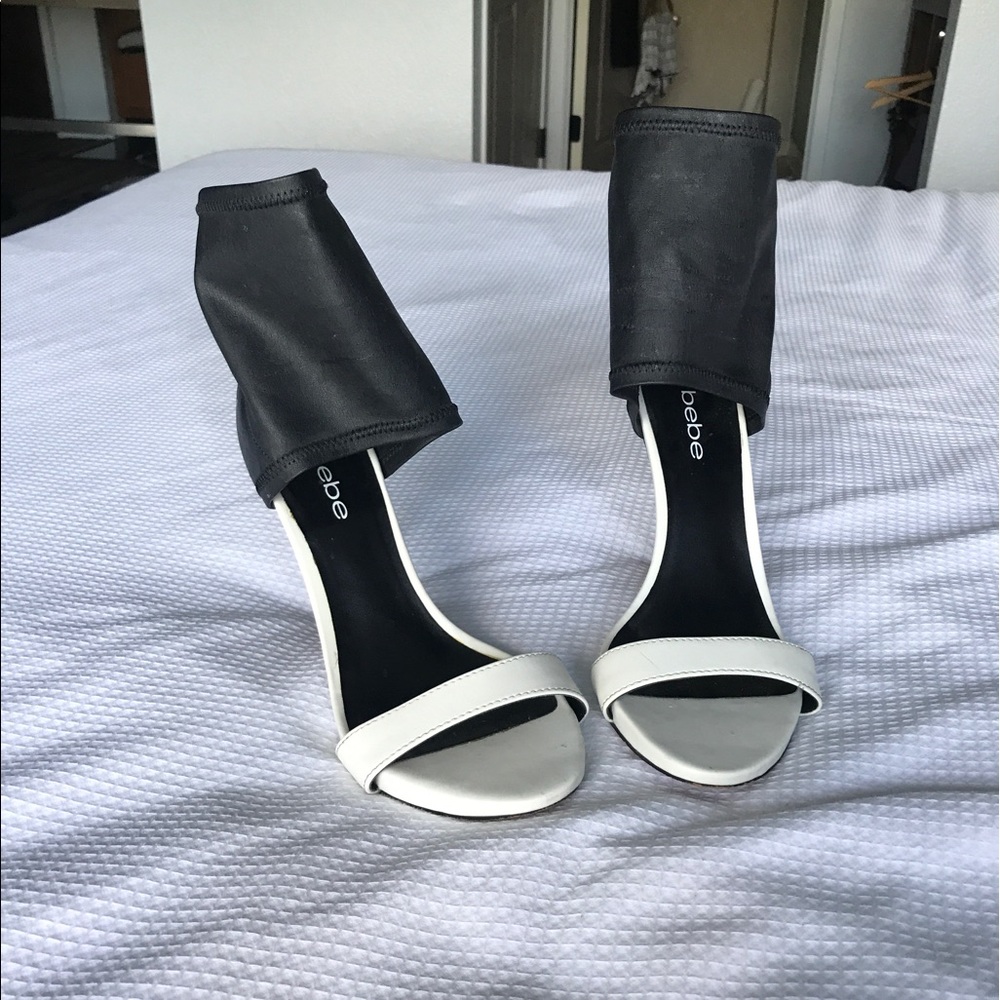 Black and white Bebe heels