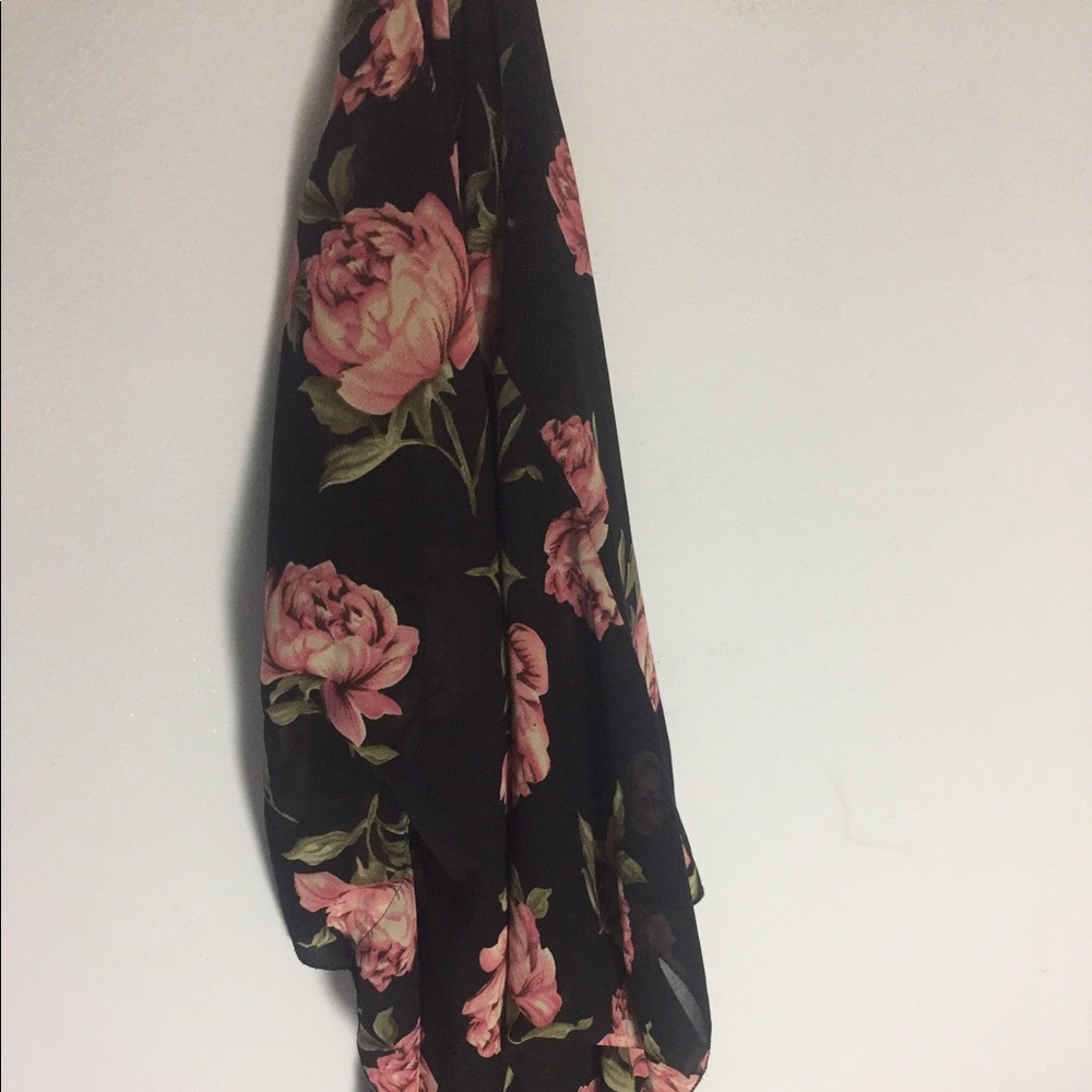 Rose Floral Sheer Cardigan Mid-Sleeve