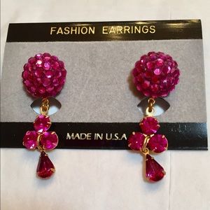 Pink Rhinestone Pierced Earrings!