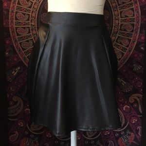 Black Pleather Circle Skirt