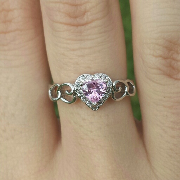 Pink Halo Heart Ring - Picture 1 of 4