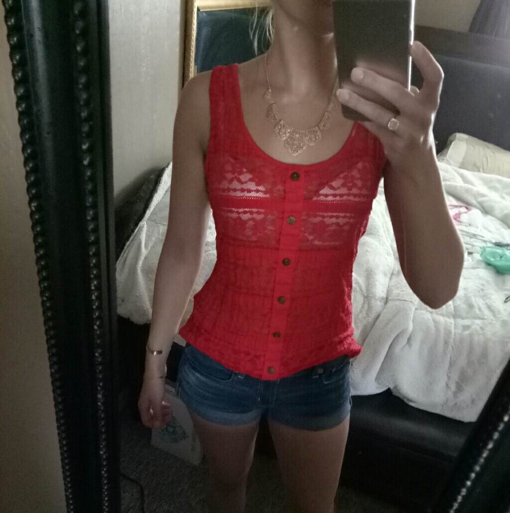 Red lace top