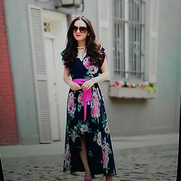 Eliza J Dresses - Eliza J Floral summer hi lo belted Maxi Dress sz 8 Eliza J Dresses - Eliza J Floral summer hi lo belted Maxi Dress sz 8