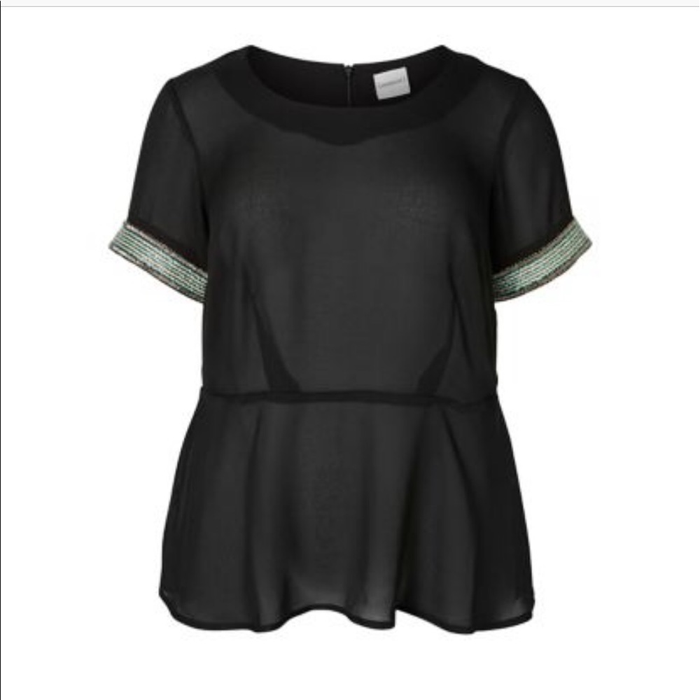 Junarose Plus Size Sheer Peplum Blouse Top - sz 16