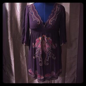 3/4 Sleeve Embroidered Dress