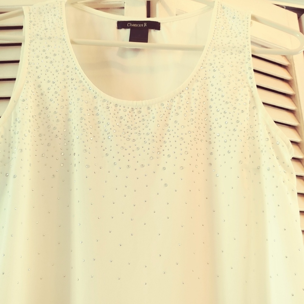 EUC, White, Silver Sequined Tank Blouse, S/M